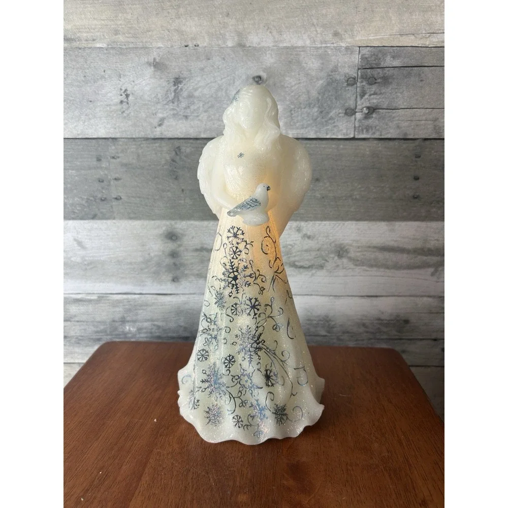 Wax Lighted Angel With Flowers 11